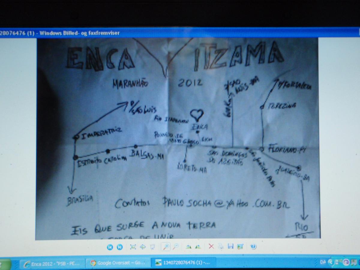 At faa tilsendt et billede af en tegning, af et sted 2000km derfra ude i ingenting. Tage et billede af billedet af tegningen og koerer derhen. Succes. 